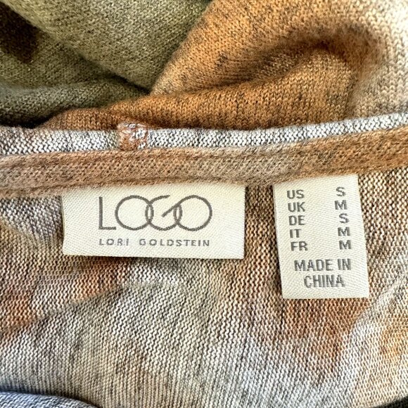 LOGO Lori Goldstein Shacket Shirt S Tunic Hoodie Sweatshirt Tie Dye Brown Button - Picture 7 of 9
